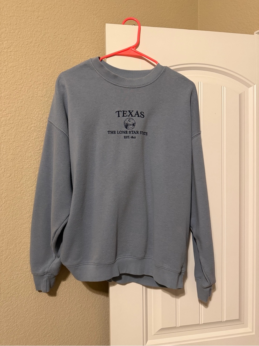 Texas Embroiled Crewneck Sweater - Light Blue